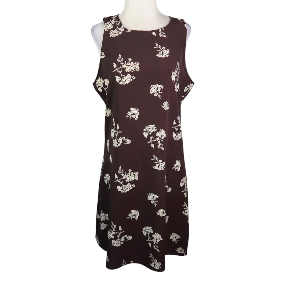 Vintage 90s Limited Brown and Cream Floral Mini Dress 10